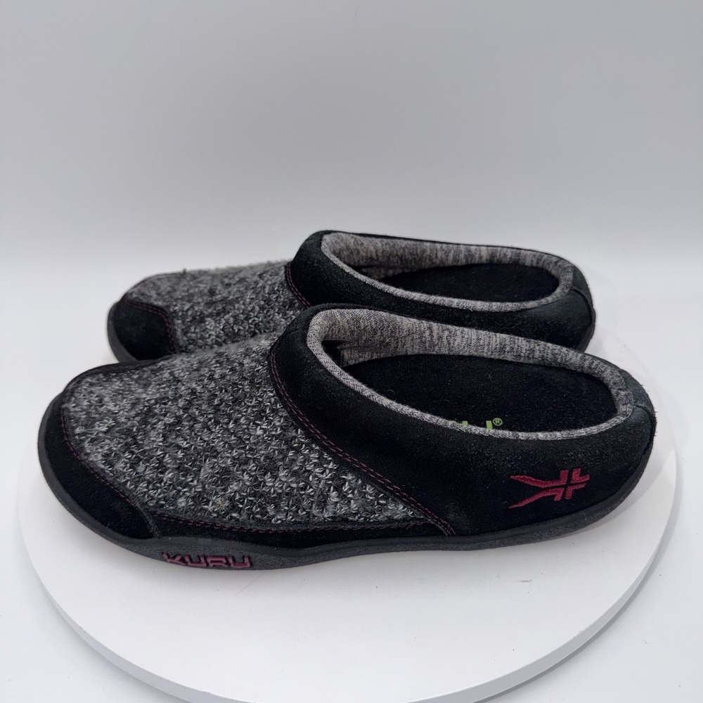KURU Women's Draft Black Mesh Knit Slip On Clog Mule Comfort Slippers Size 7.5